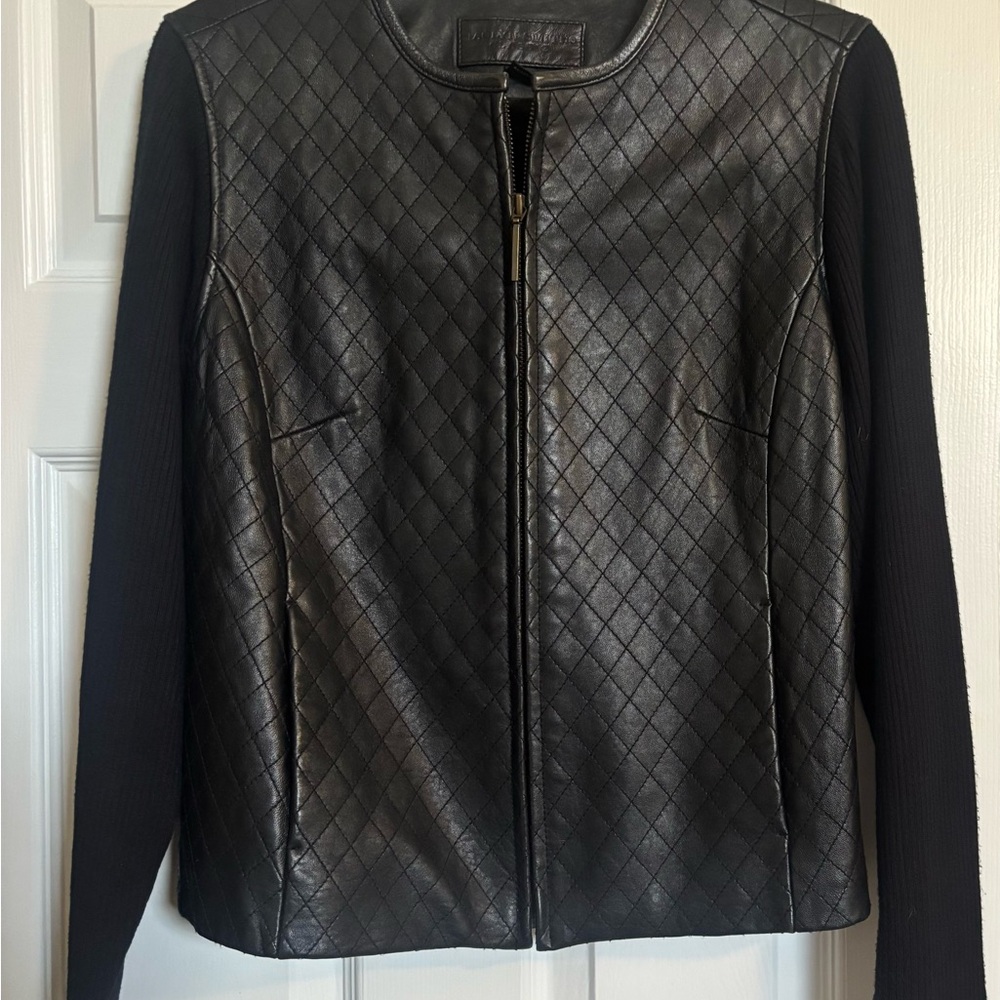 Jaclyn Smith Black Quilted Leather Jacket